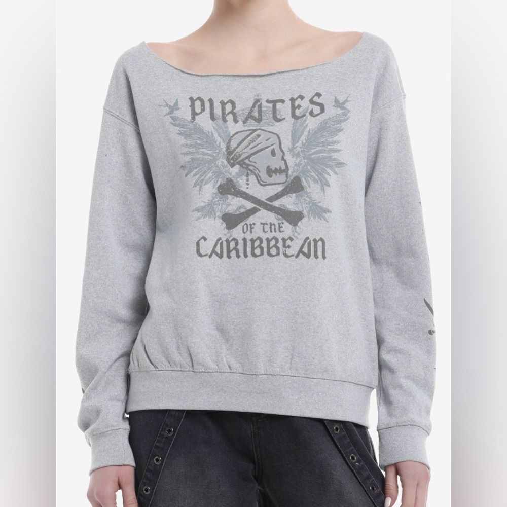 NWT Hot Topic Pirates of the Caribbean Gray Women's Sweatshirt size XL